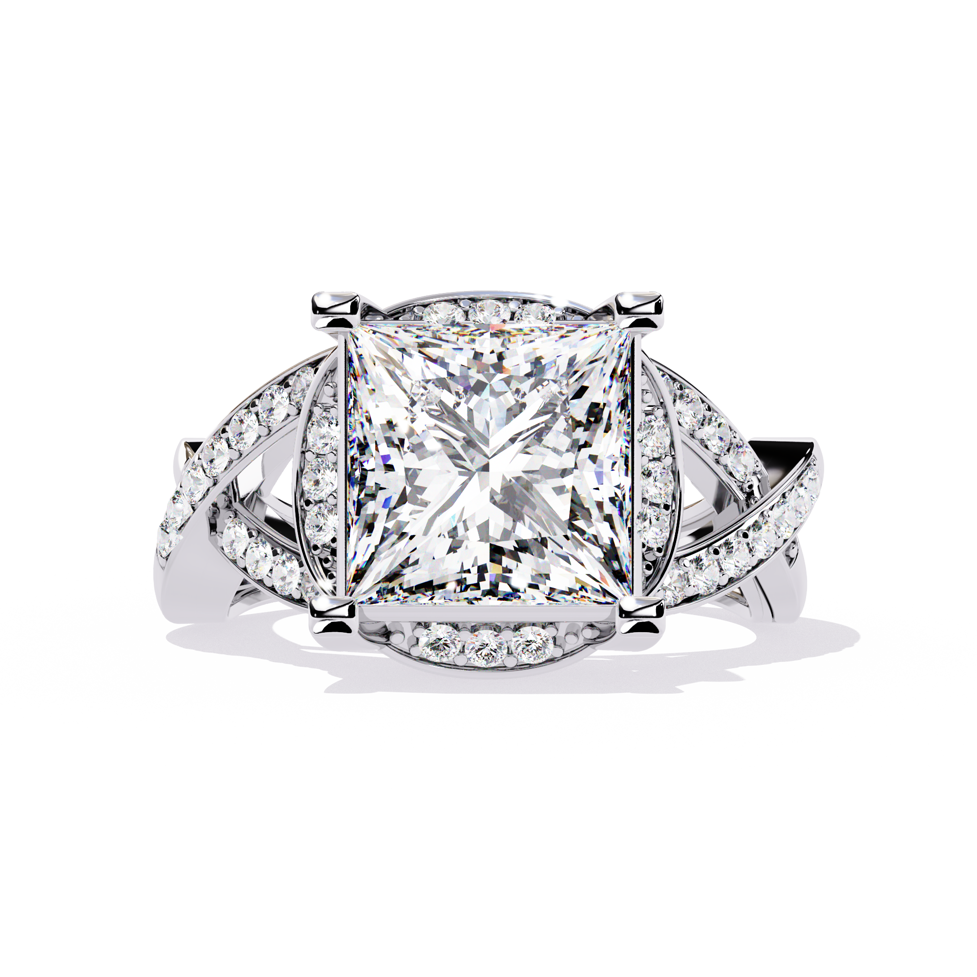 3.47 CT Halo Lab Grown Diamond Ring – 14K Yellow Gold